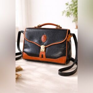 Vintage Pony Leather Messenger Bag Black Brown Satchel Briefcase Crossbody